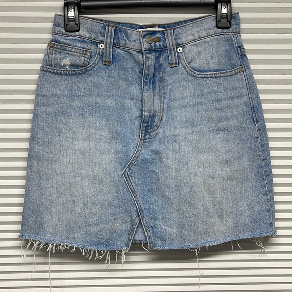 Madewell Rigid Denim Cutout Edition A-Line Mini Jean Skirt Size 25 - Picture 5 of 12